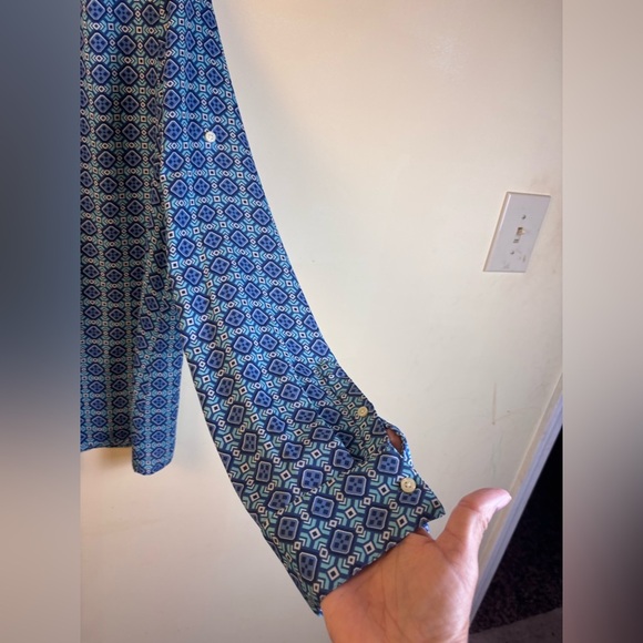 Banana Republic Blue Green Geometric Patterned Women's Top Blouse Size XL - Picture 4 of 5